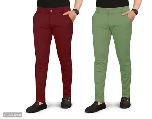 Classic Cotton Spandex Casual Trousers For Men