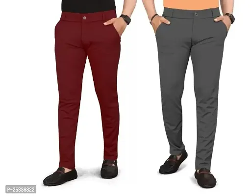 Classic Cotton Spandex Casual Trousers For Men