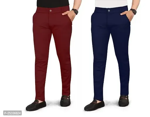 Classic Cotton Spandex Casual Trousers For Men