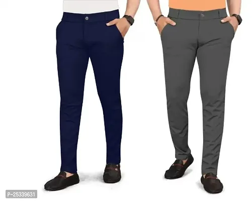 Classic Cotton Spandex Casual Trousers For Men-thumb0