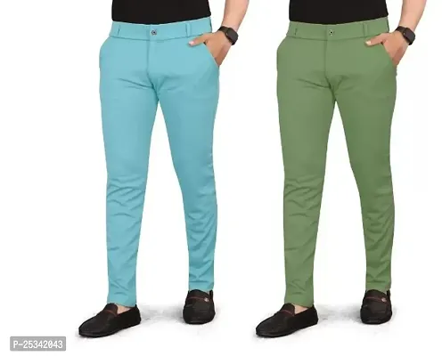 Classic Cotton Spandex Casual Trousers For Men