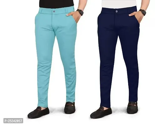 Classic Cotton Spandex Casual Trousers For Men-thumb0