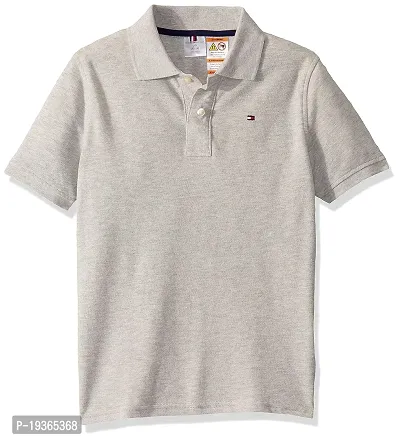 Stylish Grey Cotton Solid Polos For Men-thumb0