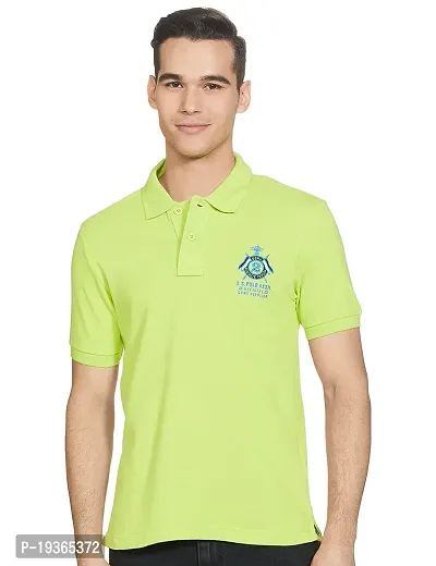 Stylish Yellow Cotton Solid Polos For Men-thumb0