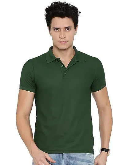 Stylish Blend Solid Polos T-Shirt For Men