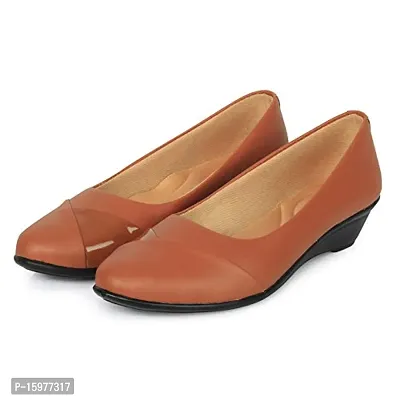 Stylish Brown Synthetic Suede Self Design Pumps For Women