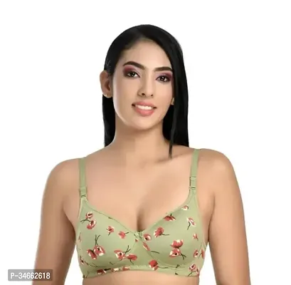 Stylish Green Cotton Blend Bra For Women