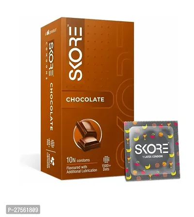 Skire Condoms Chocolate Flavour 10 no.s Pack of 4-thumb0