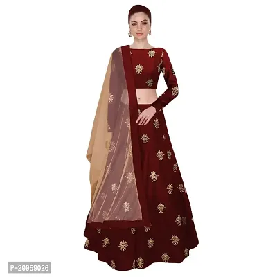 ZAQE ZONE Silk Blend Self Design Semi-Stitched Lehenga choli Set for Women -Maroon (zq-rajvi-maroon)