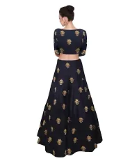 ZAQE ZONE Pure Silk Self Design Semi-Stitched Lehenga choli Set for Women -Blue (zq-rajvi-blue1)-thumb1