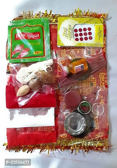 MATA ka Shringar Hartalika Teej Karwa Choth Navratri Pooja Samagri Kit, 16 Items with Aalta-thumb0