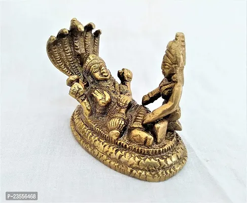Brass Vishnu Laxmi with Sheshnaag God Idol Statue, 209 Grams,Yellow