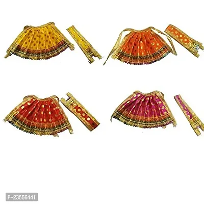 Durga MATA Poshak/Lehnga Chunri-(Set of 4 Multicolour) Dupatta 26 cm,Lehnga 11 cm,Goddess Dress for Laxmi Pooja,Navratri Special-thumb0