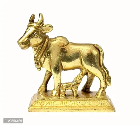 Pure Brass Cow with Calf Idol,104 Grams,Yellow
