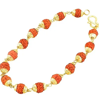 Rudraksha Bracelet for Men  Women with Chain(05 Mukhi Rudraksha),Brown,9 Gm,length-10 cm