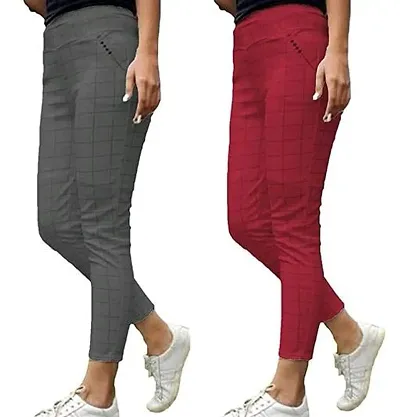 Trendy Women Lycra Regular Fit Jeggings Pack of 2