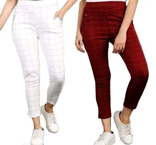 Trendy Women Lycra Regular Fit Jeggings Pack of 2