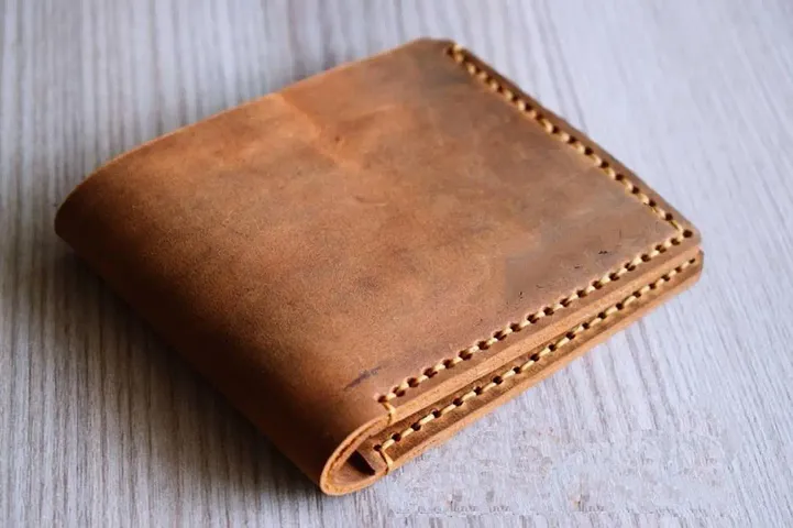 Stylish Leather Self Design Two Fold Wallet For Men