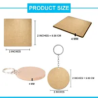 Swag Station MDF Cutouts for Art and Craft with Smooth Surface.MDF Board Suitable for Decoupage,Resin Art,Pyrography,Mandala Art,Square Key Chain with Ring,5 Pcs Round and 5 pcs Square Shape Keyring-thumb3