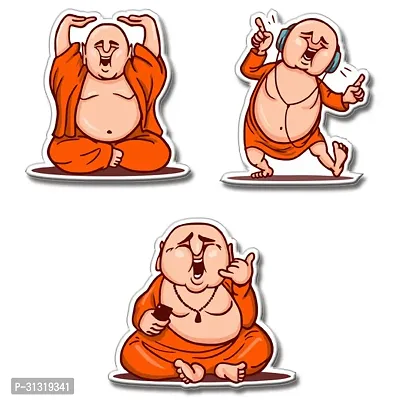 Cute Laughing Buddha Design Set of 3 Designs Fridge Magnet-thumb0