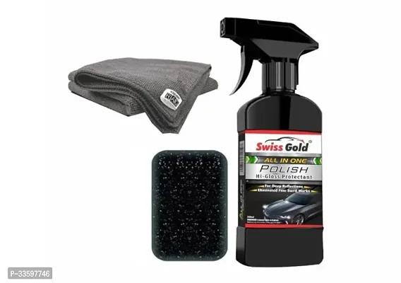 All In One Multipurpose Liquid Polish For Car Motorbike Scooter Household Office Care High Gloss For Interior And Exterior Surfaces With Applicator Pad And Microfiber Cloth -250Ml-thumb0