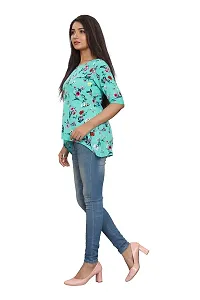 Women's Super Soft Round Neck Half Sleeves Short Top | Sky Blue Color-thumb2