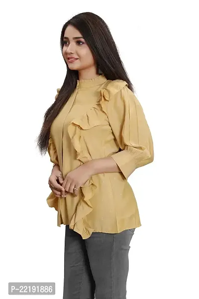 Dharm Art Short Top for Women | Office wear | Summer Wear| Color-Yellow | Febric-Cotton-thumb4