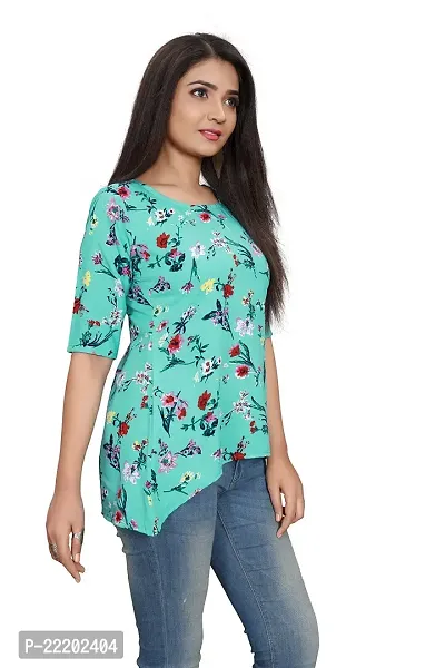 Women's Super Soft Round Neck Half Sleeves Short Top | Sky Blue Color-thumb2