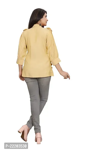 Dharm Art Short Top for Women | Office wear | Summer Wear| Color-Yellow | Febric-Cotton-thumb4