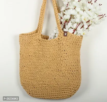 Elegant Jute Self Pattern Handbags For Women And Girls-thumb0