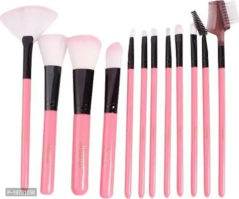 Fabify Make Up Brush Set of 12 Pcs with storage Barrel (Pink)-thumb2