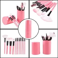 Fabify Make Up Brush Set of 12 Pcs with storage Barrel (Pink)-thumb3