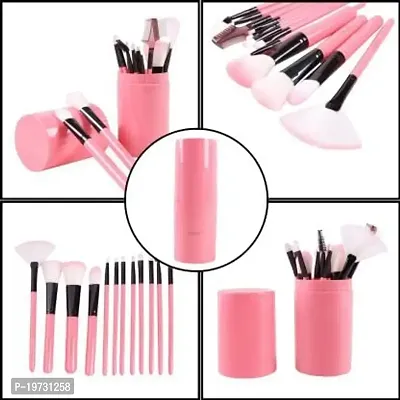 Fabify Make Up Brush Set of 12 Pcs with storage Barrel (Pink)-thumb4