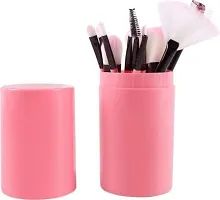 Fabify Make Up Brush Set of 12 Pcs with storage Barrel (Pink)-thumb2