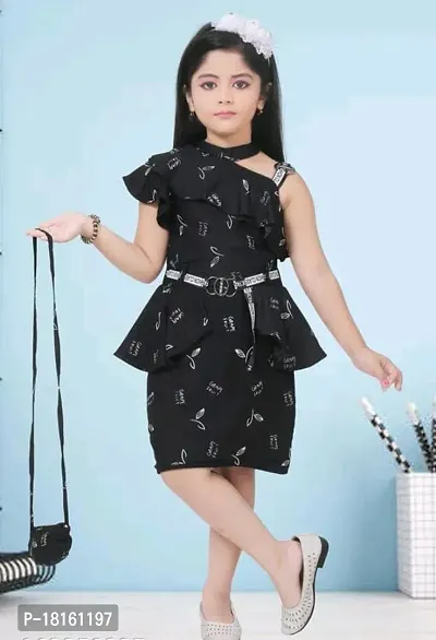 Girls Fancy Unique Designed Black Color Frock With Bag  Belt Add on For Party, Festive  Ethnic Wear.-thumb0
