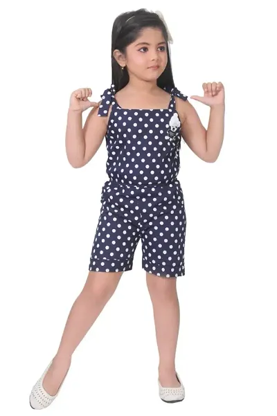 Girls Fancy Noodle Strap Above Knee Jumpsuit For Party, Festive Ethnic Wear.