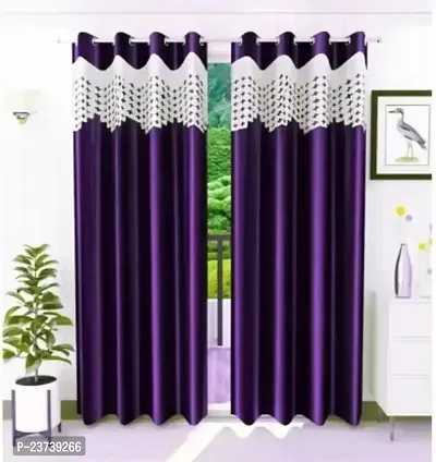 Classic 213 cm (7 ft) Polyester Room Darkening Door Curtain (Pack Of 2)  (Self Design, Purple)
