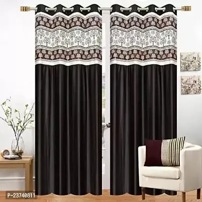 Classic 213 cm (7 ft) Polyester Room Darkening Door Curtain (Pack Of 2)  (Solid, Brown)-thumb0