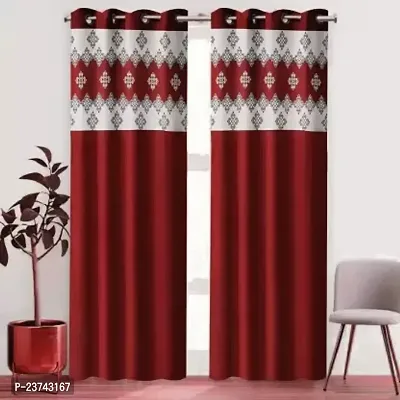 Classic 213 cm (7 ft) Polyester Room Darkening Door Curtain (Pack Of 2)  (Self Design, Maroon)