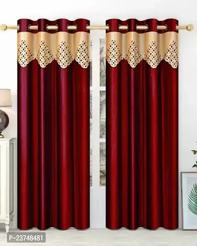 Classic 214 cm (7 ft) Polyester Room Darkening Door Curtain (Pack Of 2)  (Self Design, Maroon)