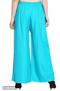 Fashionable Turquoise Rayon Solid Trouser For Women-thumb3