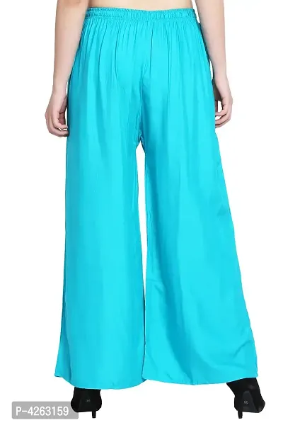 Fashionable Turquoise Rayon Solid Trouser For Women-thumb4