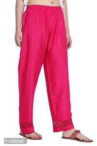 Fashionable Pink Rayon Solid Trouser For Women-thumb2