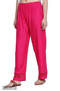 Fashionable Pink Rayon Solid Trouser For Women-thumb1