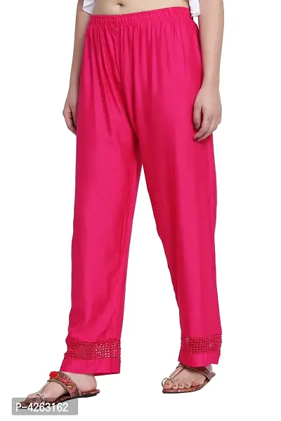 Fashionable Pink Rayon Solid Trouser For Women-thumb2