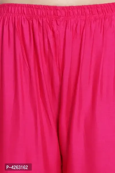 Fashionable Pink Rayon Solid Trouser For Women-thumb5