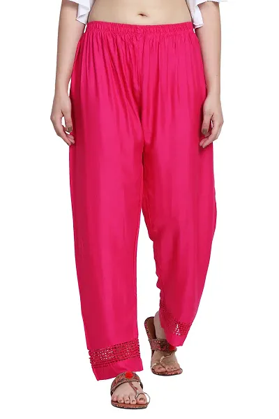 Rayon Solid Mid-Rise Trousers