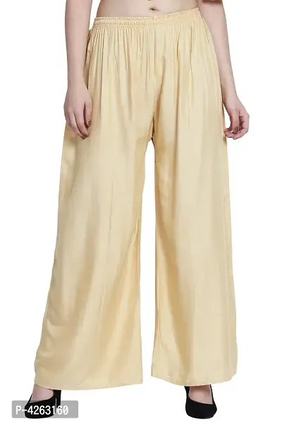 Fashionable Nude Rayon Solid Trouser For Women