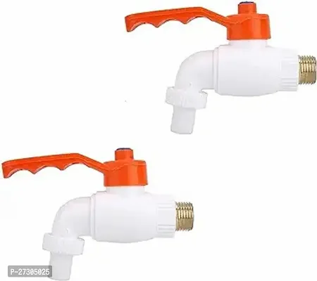 Clinton Plastic Heavy Duty White Turkey Nozzle Bib Cock Tap, Garden Tap Pack of, Set Of 2-thumb0