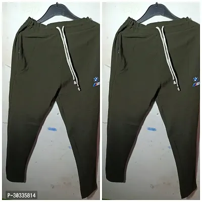 Stylish Olive Satin Regular Track Pants For Men Combo Of 2